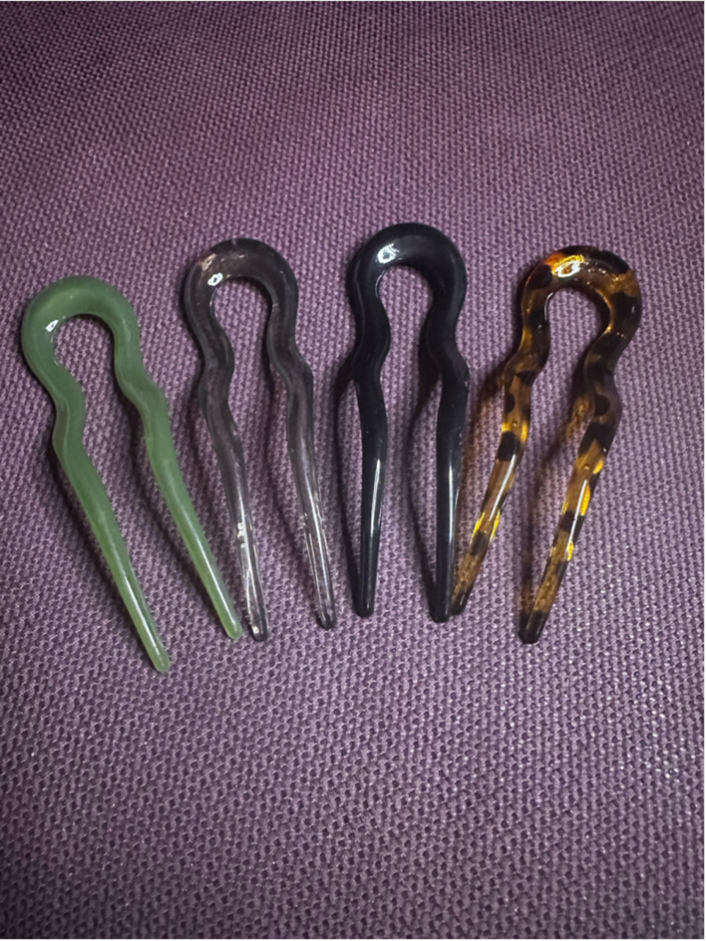 Green Black Clear Tortoise Hair Pin Set